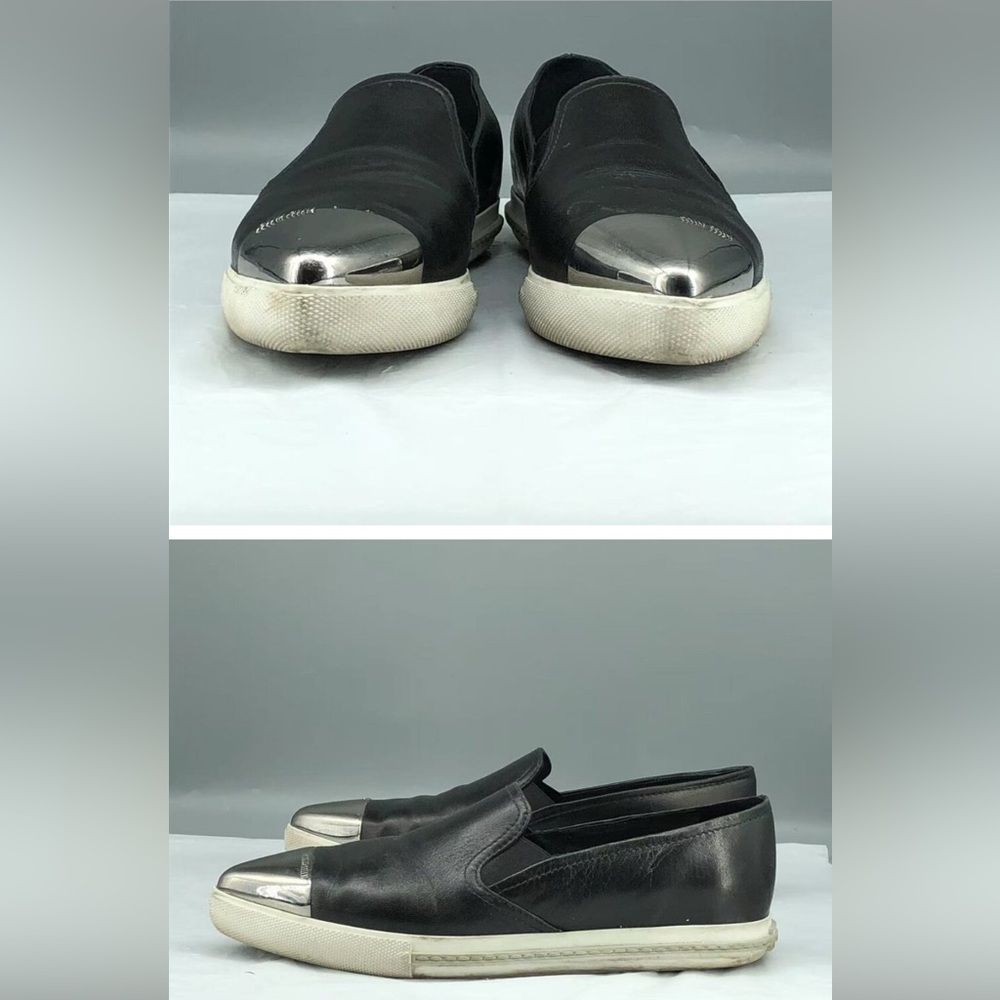 Miu Miu Black and Silver Sneakers with Sleek Design